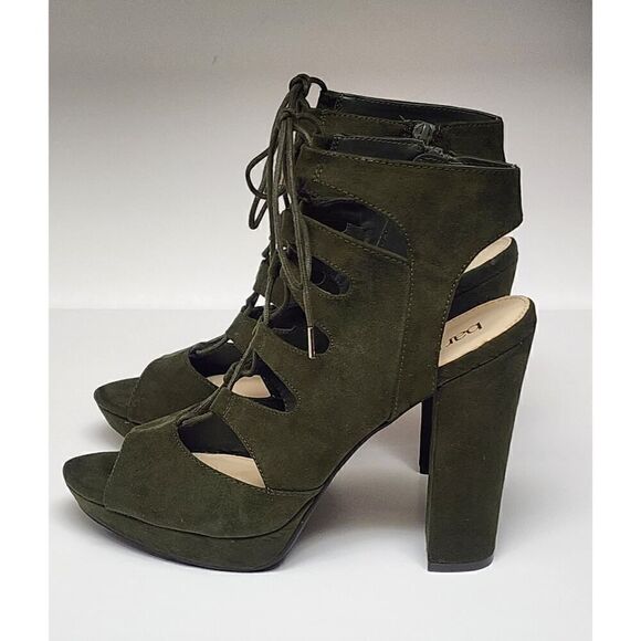 Bar III Women's Faux Suede Nelly Green Lace Up Platform Bootie Sandal Shoe 11M - Picture 5 of 15